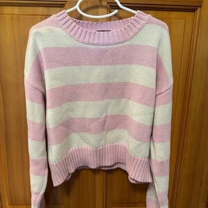 Katie J NYC Pink and Cream Striped Sweater